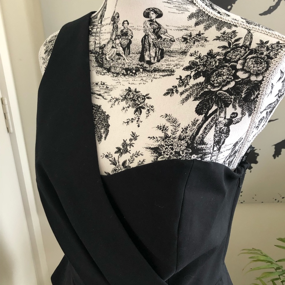 SABA Matte Black One Shoulder Top Glam Peplum Cotton Fit&Flare Lined Size 12 NWT - Picture 9 of 16